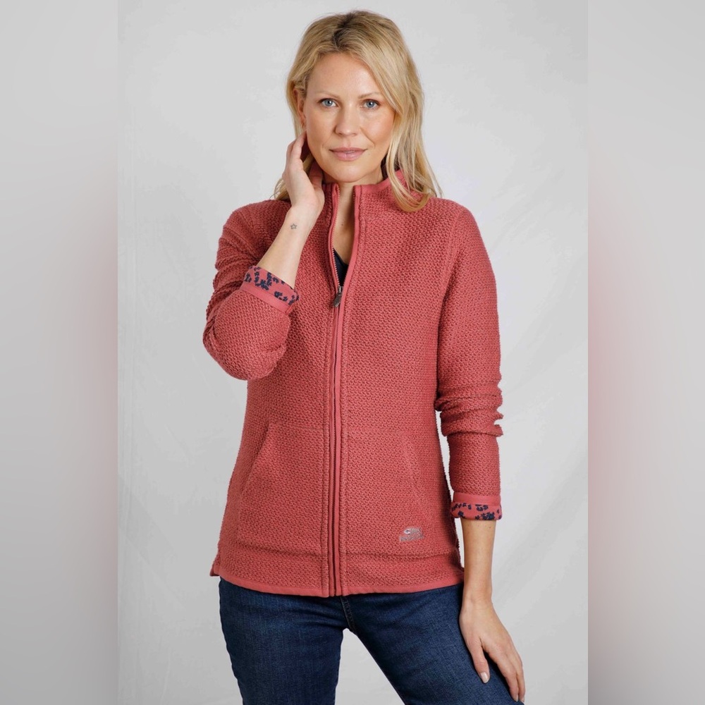 Weird Fish Sontee Full Zip Eco Macaroni Sweatshirt Rosewood - Picture 2 of 9